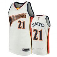 Maglia Golden State Warriors Jonas Jerebko NO 21 2009-10 Hardwood Classics Bianco