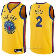 Maglia Golden State Warriors Jordan Bell NO 2 Citta 2017-18 Giallo