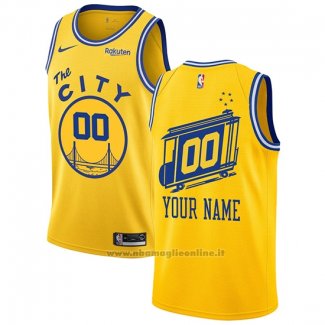 Maglia Golden State Warriors Personalizzate Hardwood Classics 2019-20 Or