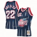 Maglia Houston Rockets Clyde Drexler #22 Mitchell & Ness 1996-97 Blu
