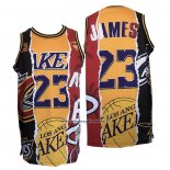 Maglia Los Angeles Lakers LeBron James #23 Heat Cavaliers Nero Rosso Giallo