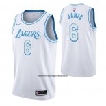 Maglia Los Angeles Lakers LeBron James #6 Citta 2021-22 Bianco