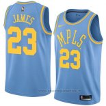 Maglia Los Angeles Lakers Lebron James NO 23 Classic 2017-18 Blu