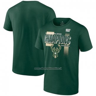 Maglia Manica Corta Milwaukee Bucks 2024 Central Division Champions Verde
