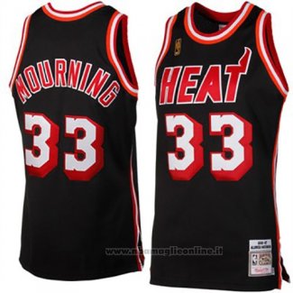 Maglia Miami Heat Alonzo Mourning NO 33 Throwback Nero