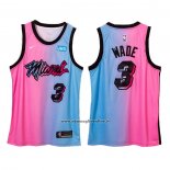 Maglia Miami Heat Dwyane Wade #3 Citta 2020-21 Blu Rosa