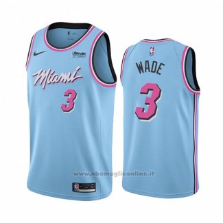 Maglia Miami Heat Dwyane Wade NO 3 Citta Blu