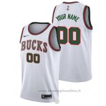 Maglia Milwaukee Bucks Personalizzate 2017-18 Bianco