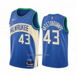 Maglia Milwaukee Bucks Thanasis Antetokounmpo #43 Citta 2023-24 Blu