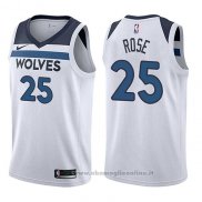 Maglia Minnesota Timberwolves Derrick Rose NO 25 Association 2017-18 Bianco