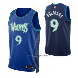 Maglia Minnesota Timberwolves Leandro Bolmaro #9 Citta 2021-22 Blu