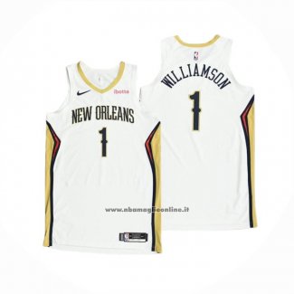 Maglia New Orleans Pelicans Zion Williamson #1 Association Autentico 2020-21 Bianco