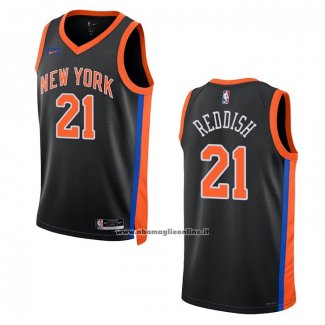 Maglia New York Knicks Cam Reddish #21 Citta 2022-23 Nero