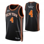 Maglia New York Knicks Derrick Rose #4 Citta 2021-22 Nero