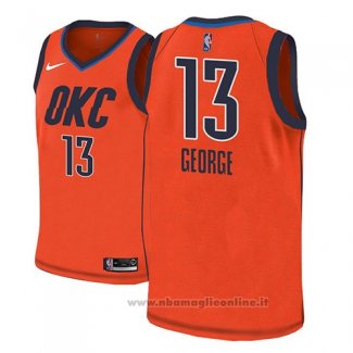 Maglia Oklahoma City Thunder Paul George NO 13 Earned 2018-19 Arancione