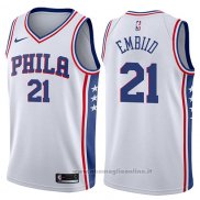 Maglia Philadelphia 76ers Joel Embiid NO 21 2017-18 Bianco