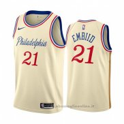 Maglia Philadelphia 76ers Joel Embiid NO 21 Citta 2019-20 Cream