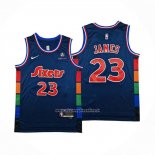 Maglia Philadelphia 76ers Lebron James No 23 Citta 2021-22 Blu