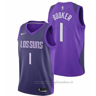 Maglia Phoenix Suns Booker NO 1 Citta 2017-18 Viola