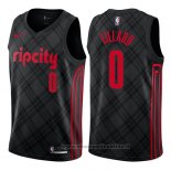 Maglia Portland Trail Blazers Damian Lillard NO 0 Citta Nero