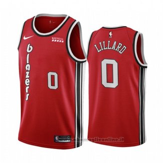 Maglia Portland Trail Blazers Damian Lillard NO 0 Classic 2019-20 Rosso