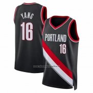 Maglia Portland Trail Blazers Hansen Yang No 16 Icon 2024-25 Nero