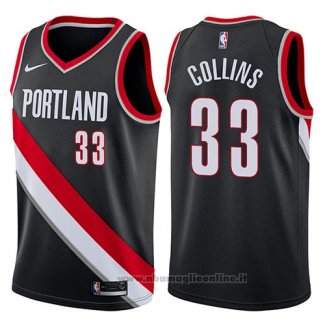 Maglia Portland Trail Blazers Zach Collins NO 33 Swingman Icon 2017-18 Nero