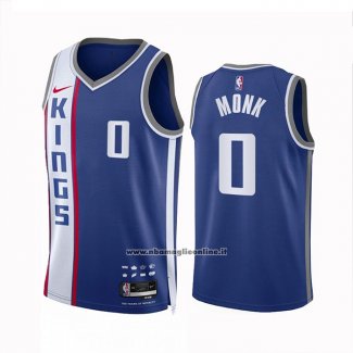 Maglia Sacramento Kings Malik Monk #0 Citta 2023 24 Blu