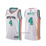 Maglia San Antonio Spurs Derrick White #4 Citta 2021-22 Bianco