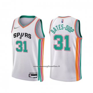 Maglia San Antonio Spurs Keita Bates-Diop #31 Citta 2021-22 Bianco