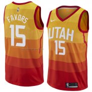 Maglia Utah Jazz Derrick Favors NO 15 Citta 2018 Giallo