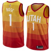 Maglia Utah Jazz Derrick Rose NO 1 Citta 2018 Giallo