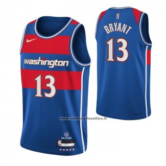 Maglia Washington Wizards Thomas Bryant #13 Citta 2021-22 Blu