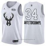 Maglia All Star 2018 Milwaukee Bucks Giannis Antetokounmpo NO 34 Bianco