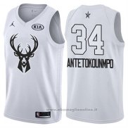 Maglia All Star 2018 Milwaukee Bucks Giannis Antetokounmpo NO 34 Bianco