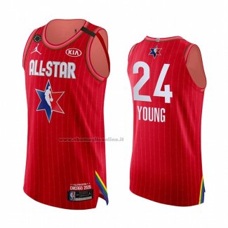 Maglia All Star 2020 Atlanta Hawks Trae Young NO 24 Autentico Rosso