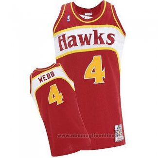 Maglia Atlanta Hawks Spud Webb NO 4 Throwback Rosso