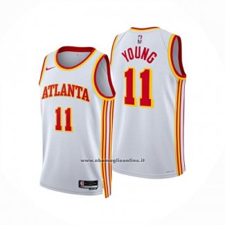 Maglia Atlanta Hawks Trae Young No 11 Association 2025-26 Bianco