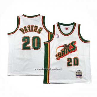 Maglia Bambino Seattle Supersonics Gary Payton #20 Historic Throwback Bianco