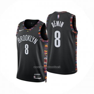 Maglia Brooklyn Nets Egor Demin No 8 Citta 2025-26 Nero