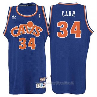 Maglia Cleveland Cavaliers Austin Carr NO 34 Throwback 2008 Blu