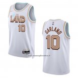 Maglia Cleveland Cavaliers Darius Garland #10 Citta 2022-23 Bianco