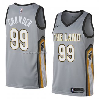 Maglia Cleveland Cavaliers Jae Crowder NO 99 Citta 2018 Grigio