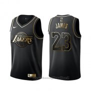 Maglia Golden Edition Los Angeles Lakers Lebron James NO 23 Nero