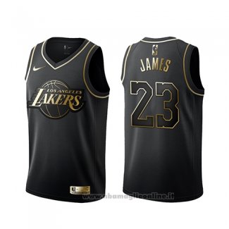 Maglia Golden Edition Los Angeles Lakers Lebron James NO 23 Nero