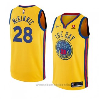 Maglia Golden State Warriors Alfonzo Mckinnie NO 28 Citta 2018-19 Giallo