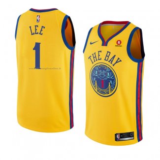 Maglia Golden State Warriors Damion Lee NO 1 Citta 2018 Giallo