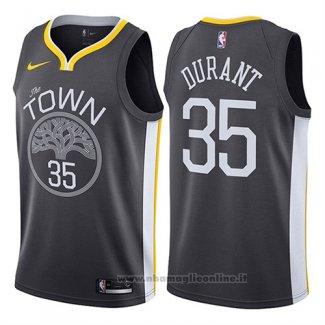 Maglia Golden State Warriors Kevin Durant NO 35 Statement 2017-18 Nero