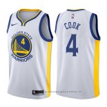 Maglia Golden State Warriors Quinn Cook NO 4 Association 2017-18 Bianco