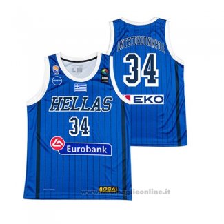 Maglia Grecia Giannis Antetokounmpo 2019 FIBA Baketball World Cup Blu